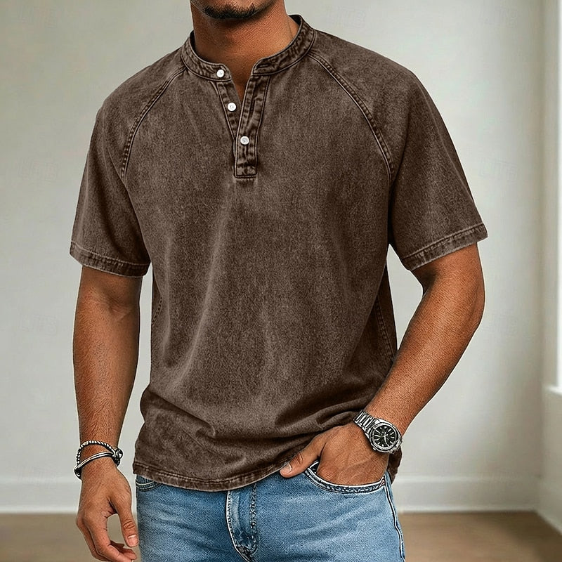 Owen | Washed Henley Shirt