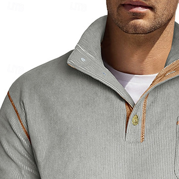 Harvey | Button-Up Standing Collar Pullover
