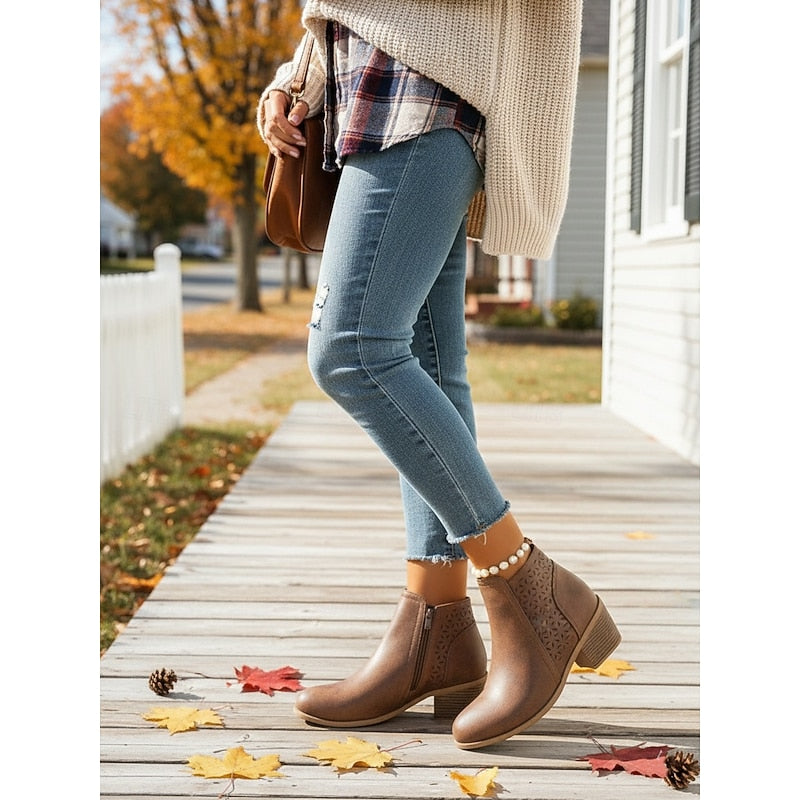 Louise | Cutout Block-Heel Ankle Boots