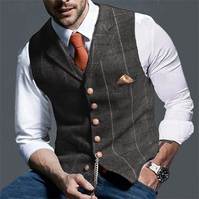 Desmond | Herringbone Single-Breasted Waistcoat