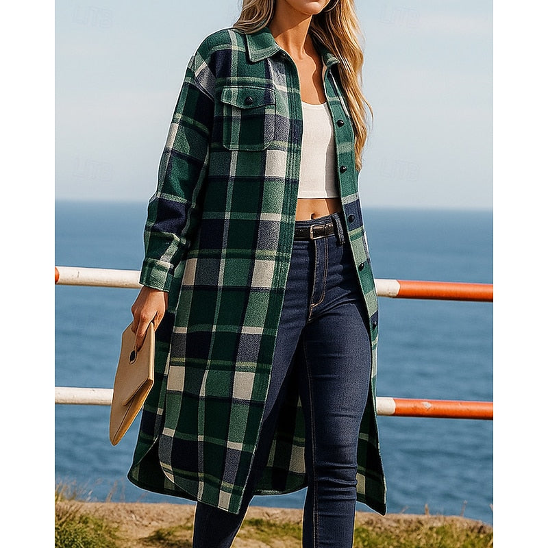 Mallory | Christmas Plaid Longline Coat