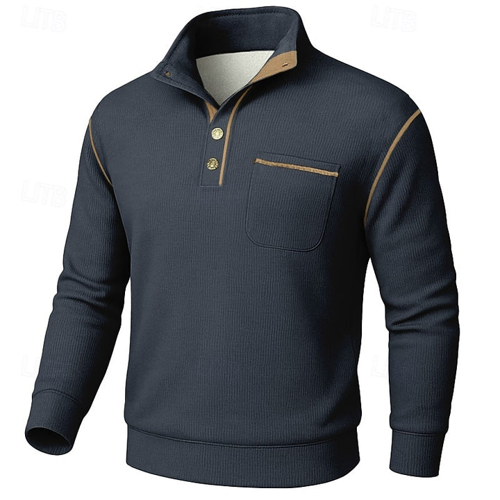 Harvey | Button-Up Standing Collar Pullover