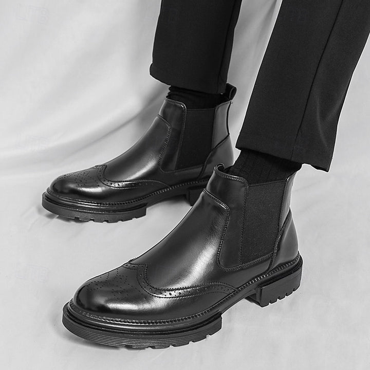 Laurence | Refined Brogue Chelsea Boots