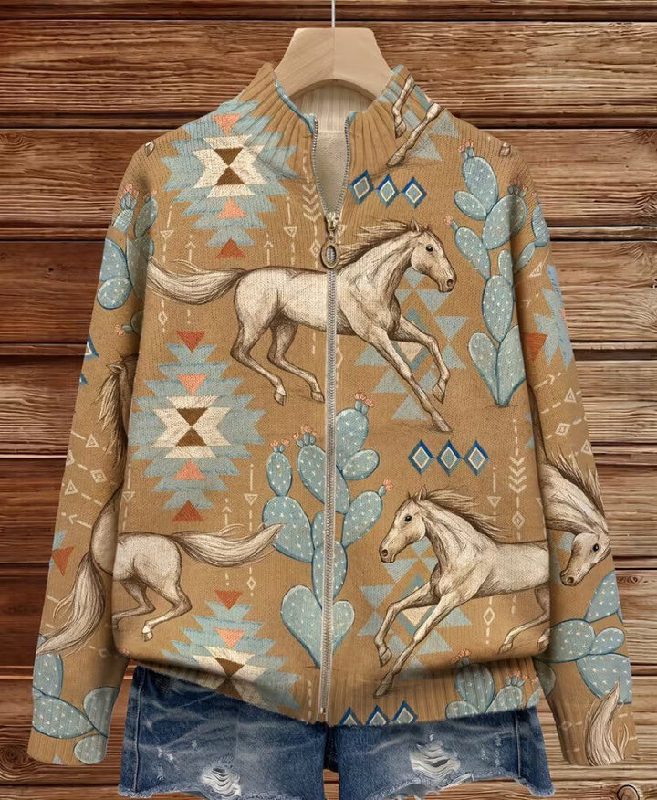 Alice | Western Print Zip Cardigan