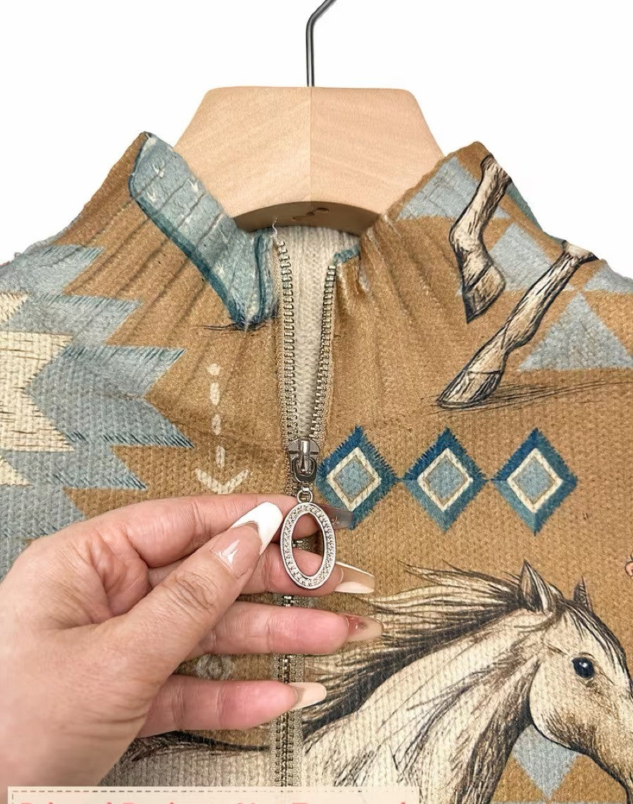 Alice | Western Print Zip Cardigan
