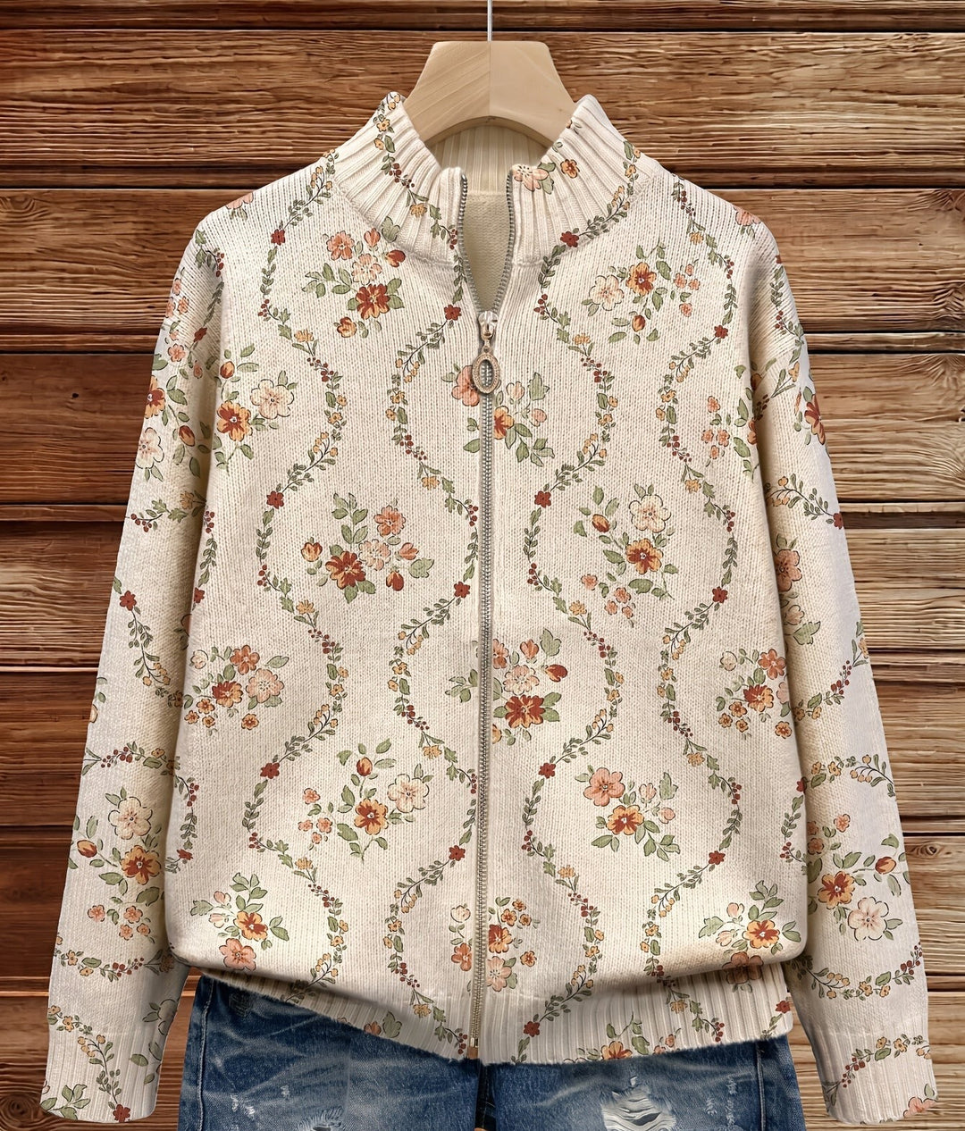 Rosaleen | Floral Stand-Collar Zip Jacket