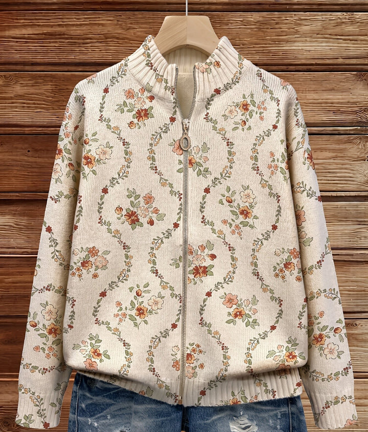Rosaleen | Floral Stand-Collar Zip Jacket