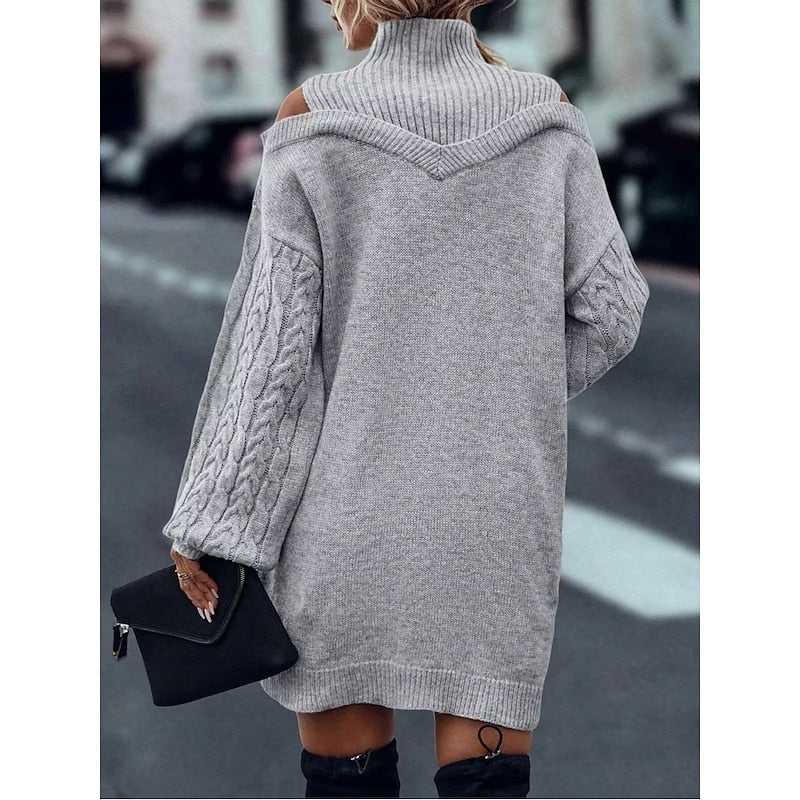 Meredith | Cold-Shoulder Turtleneck Dress