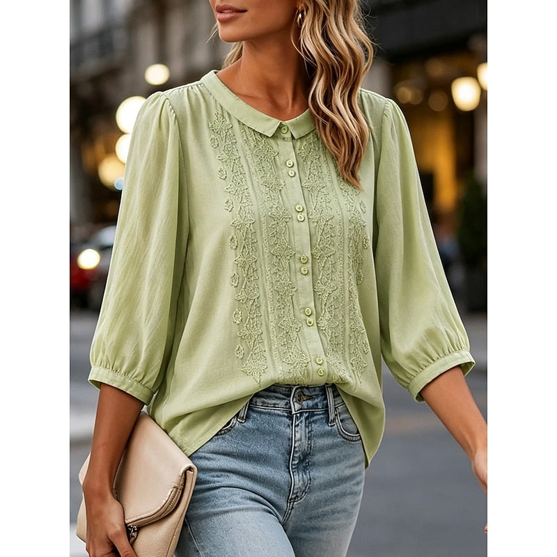 Cassandra | Embroidered Peter Pan Collar Blouse