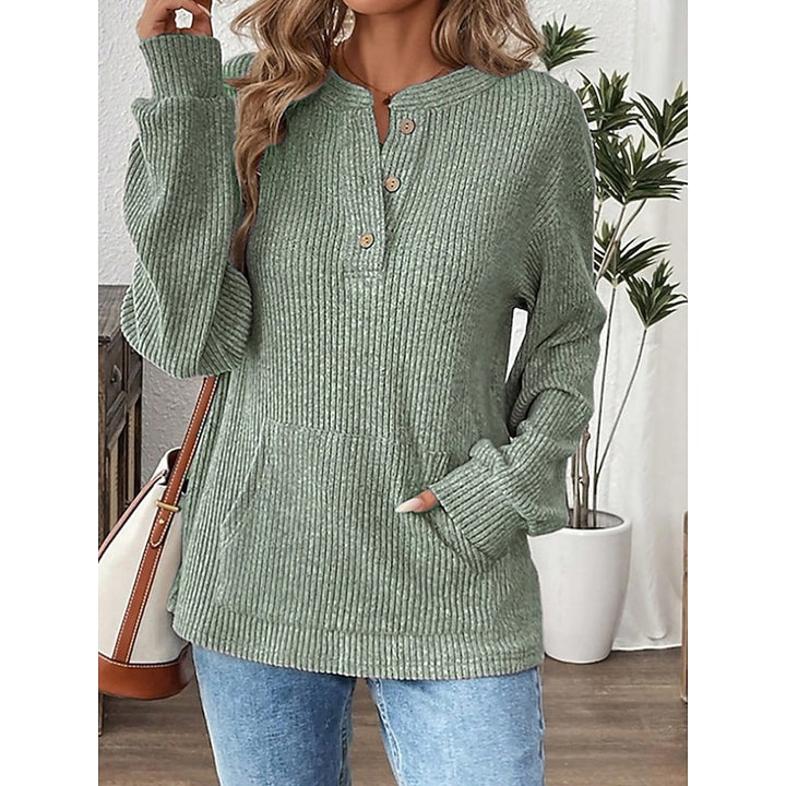 Naomi | Ribbed Button-Neck Top
