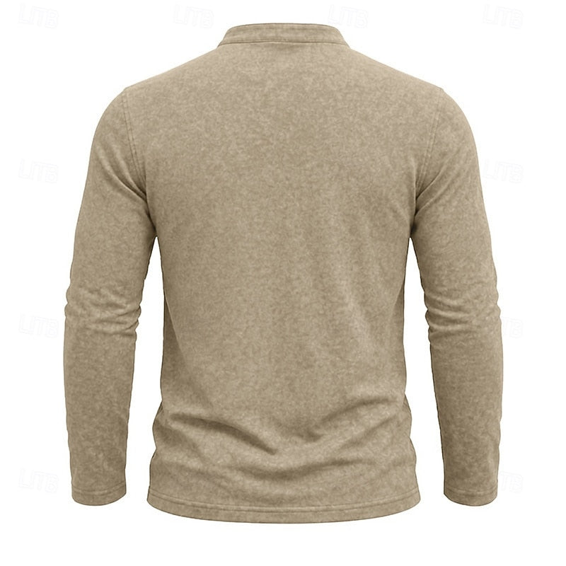 Elliot | Garment-Dyed Long Sleeve Henley Shirt
