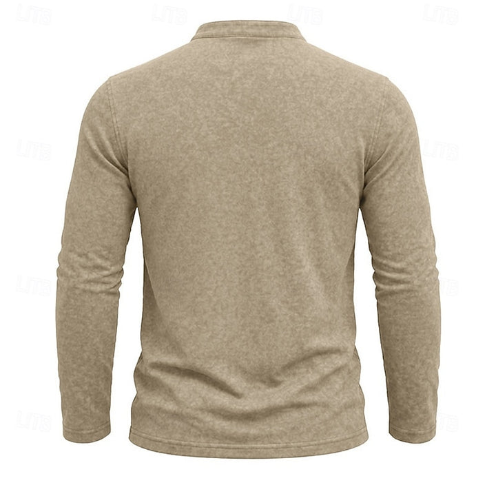 Elliot | Garment-Dyed Long Sleeve Henley Shirt