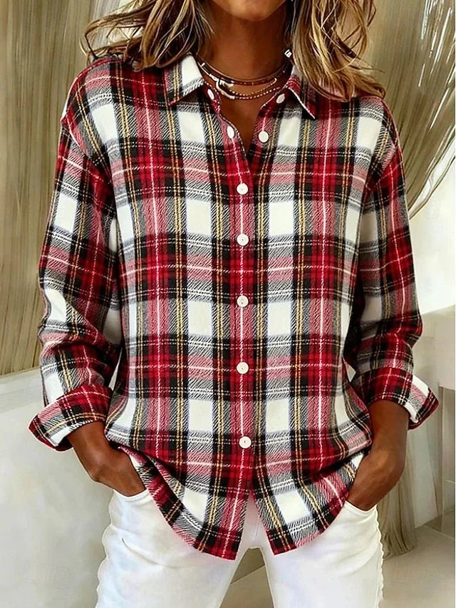 Sian | Heritage Check Button-Front Blouse