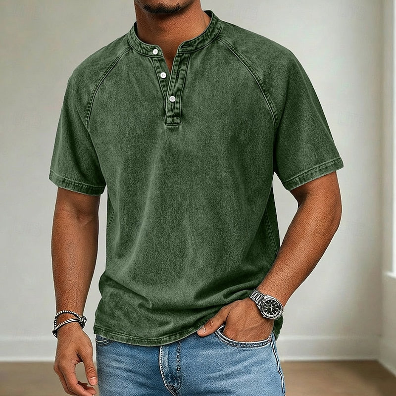 Owen | Washed Henley Shirt
