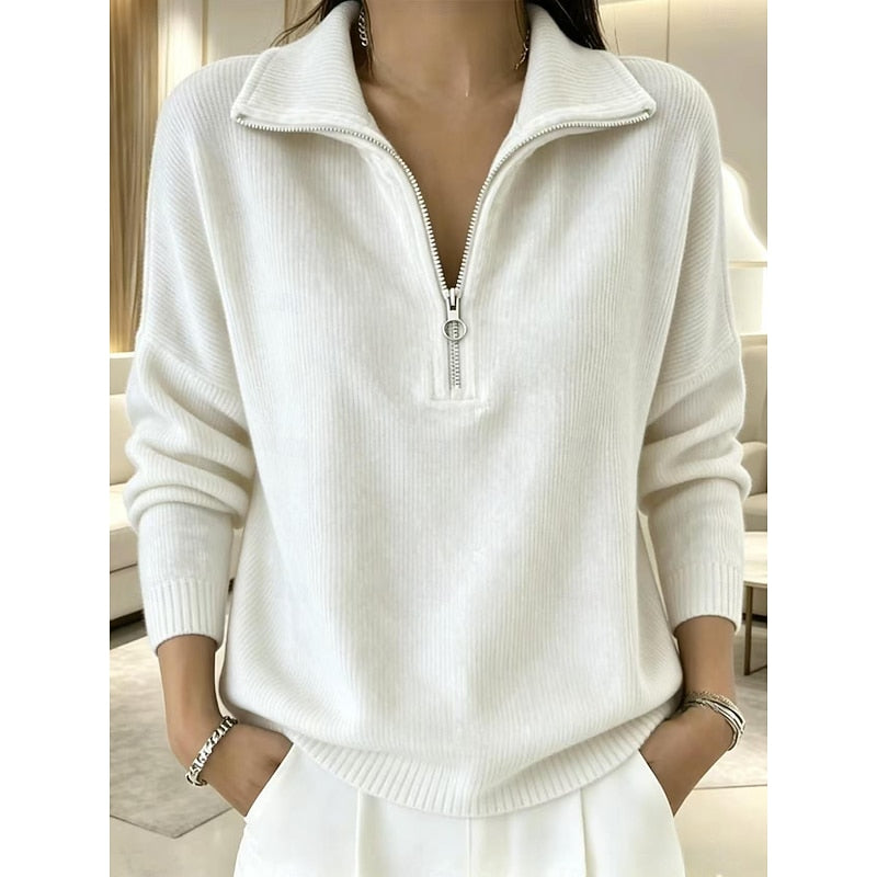 Elsie | Zip-Neck Stand Collar Pullover
