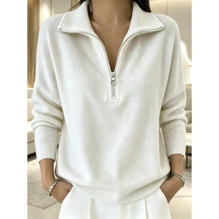Elsie | Zip-Neck Stand Collar Pullover