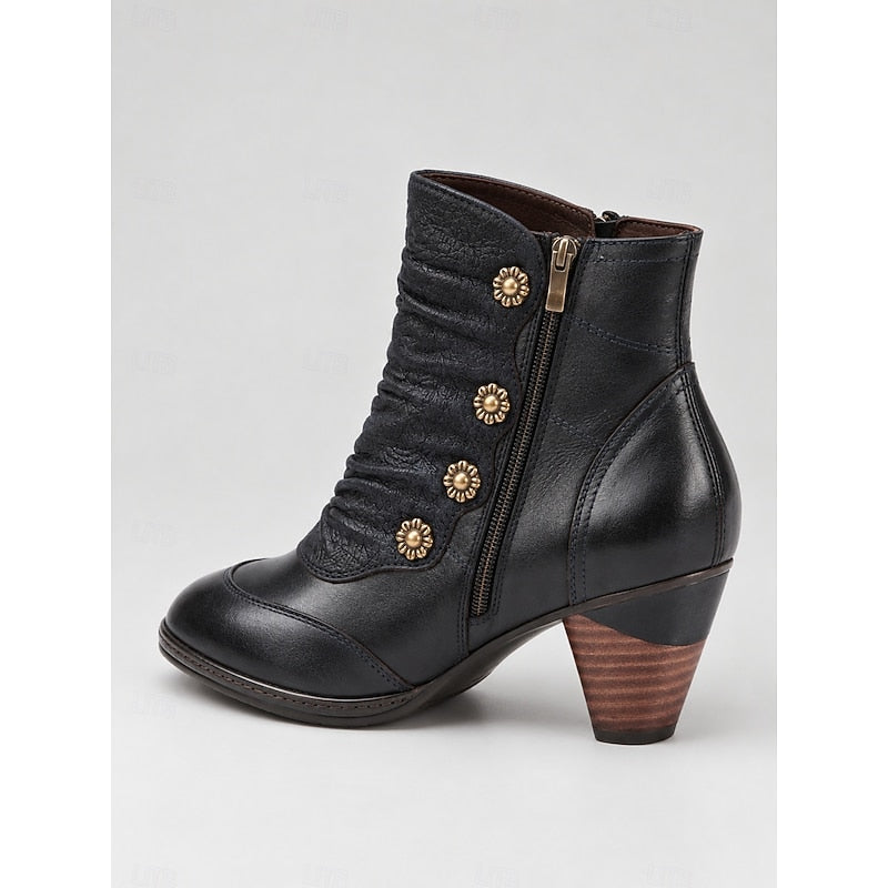 Rosabel | Ruched Block-Heel Ankle Boots