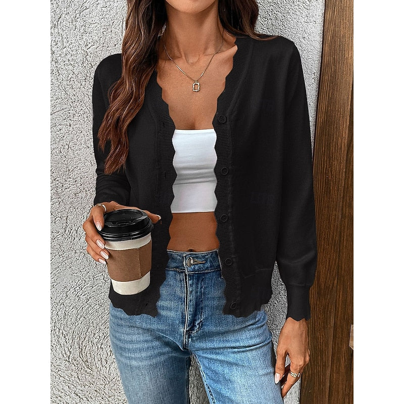 Sabrina | Scalloped Button-Front Cardigan