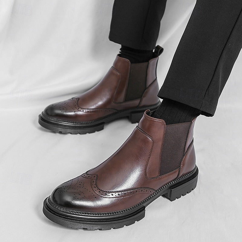 Laurence | Refined Brogue Chelsea Boots