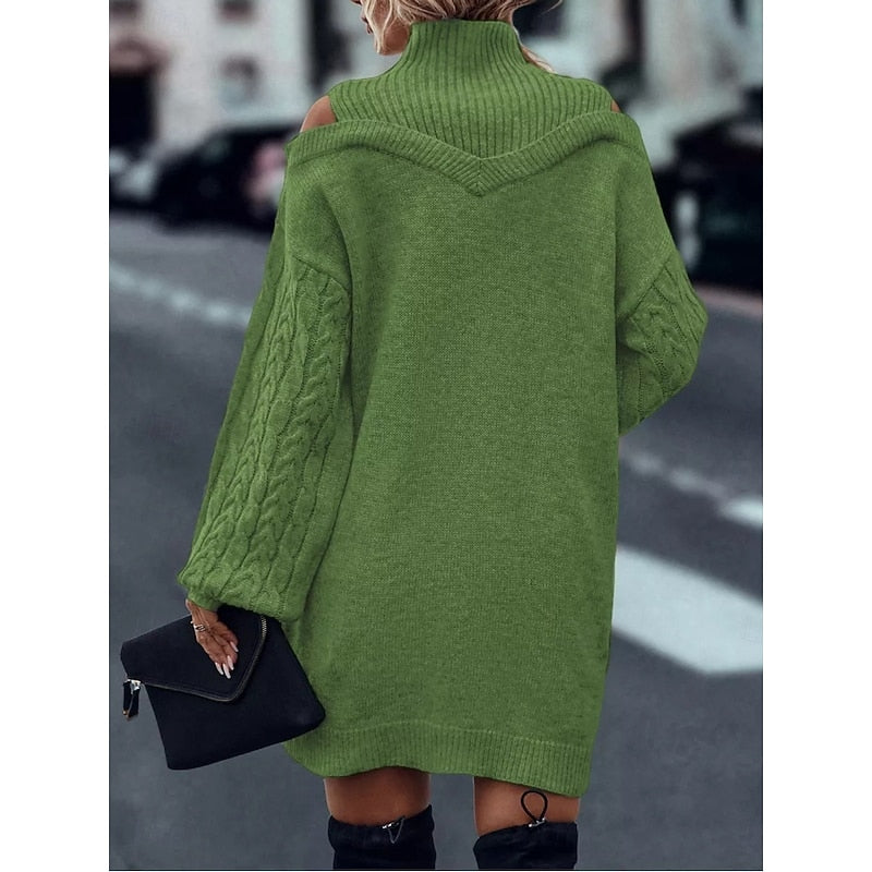 Meredith | Cold-Shoulder Turtleneck Dress