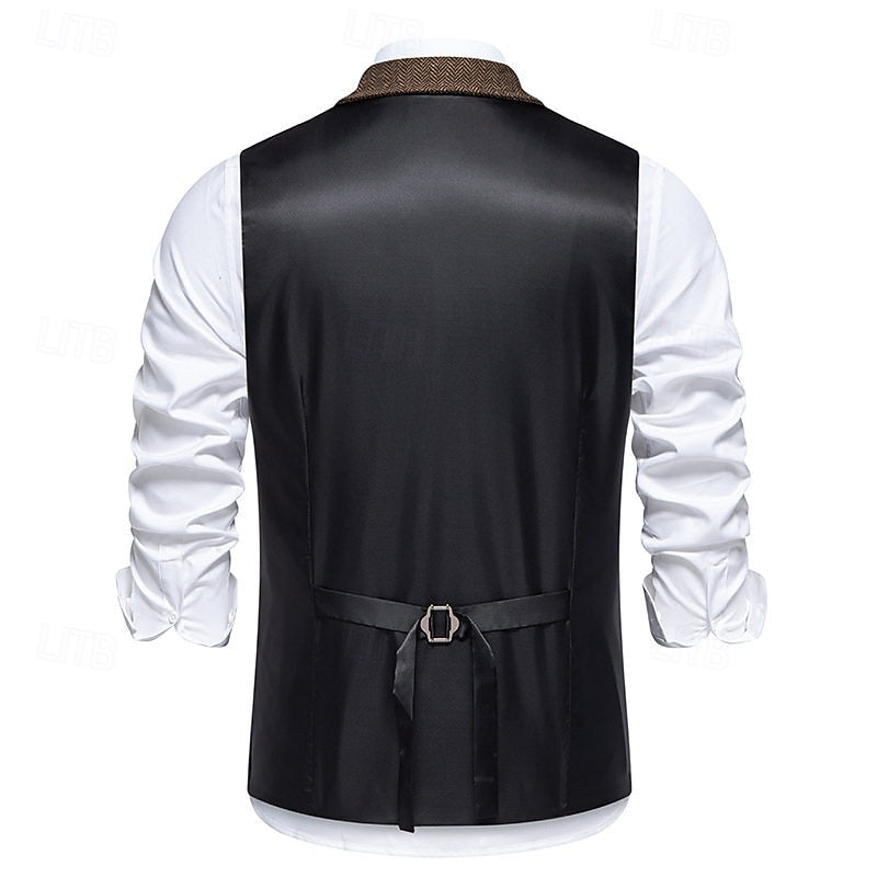 Merrick | Double-Breasted Herringbone Waistcoat