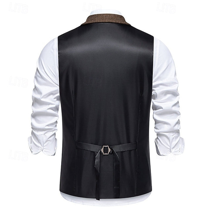 Merrick | Double-Breasted Herringbone Waistcoat