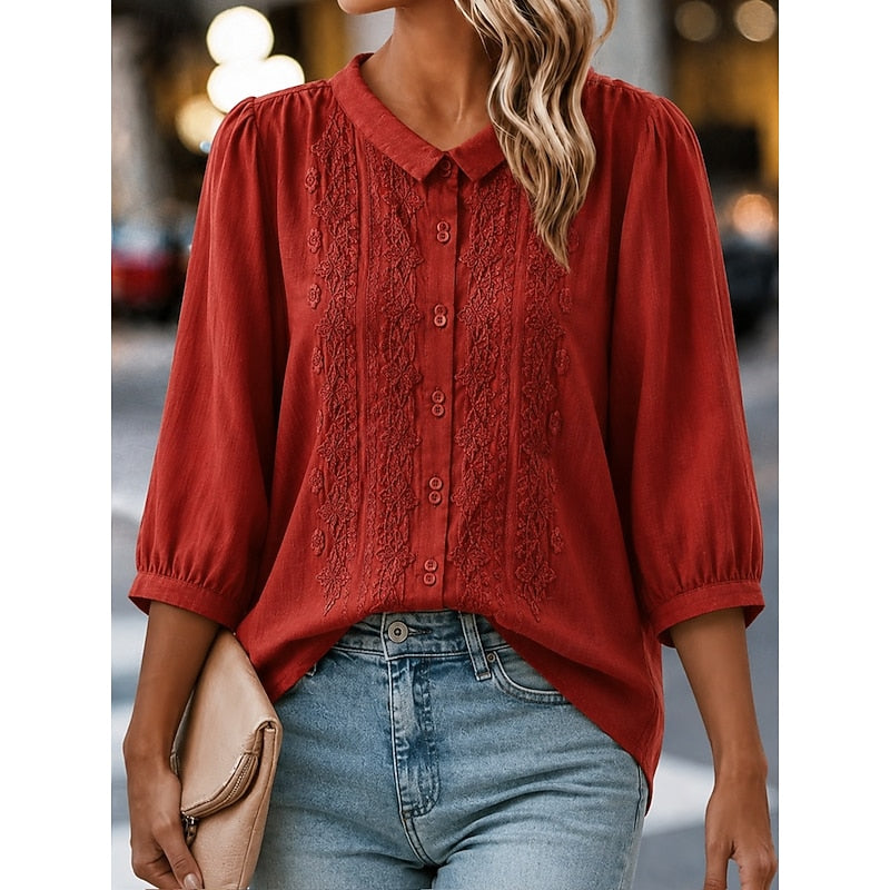 Cassandra | Embroidered Peter Pan Collar Blouse