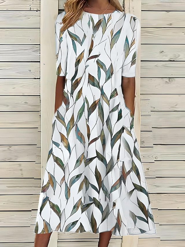 Selene | Botanical Print Midi Dress
