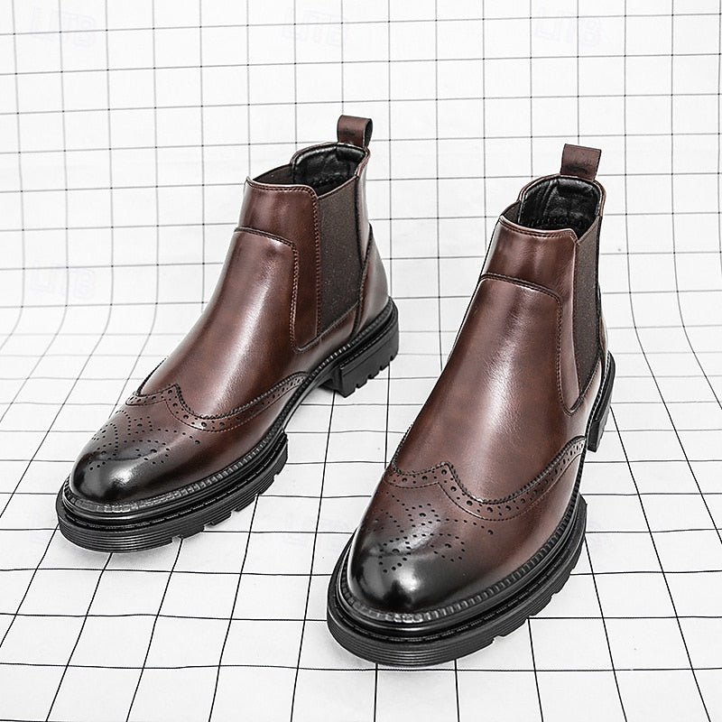 Laurence | Refined Brogue Chelsea Boots