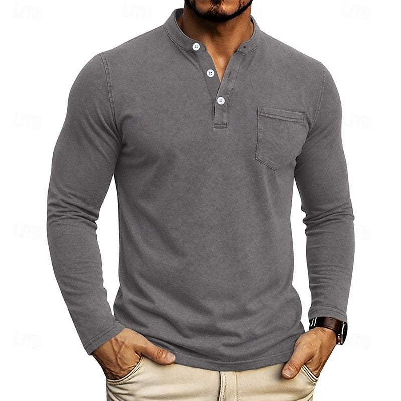Elliot | Garment-Dyed Long Sleeve Henley Shirt