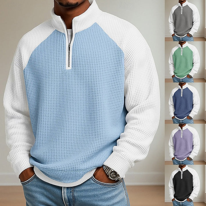 Preston | Textured Quarter-Zip Polo Shirt