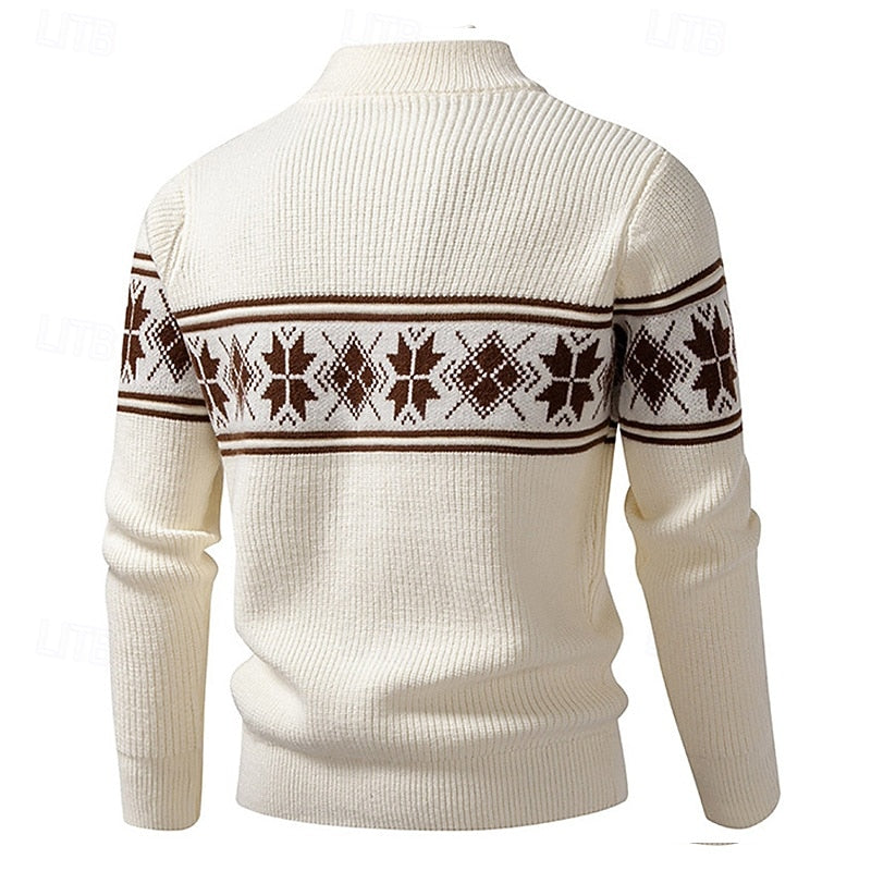 Nathaniel | Patterned Stand-Collar Zip Cardigan