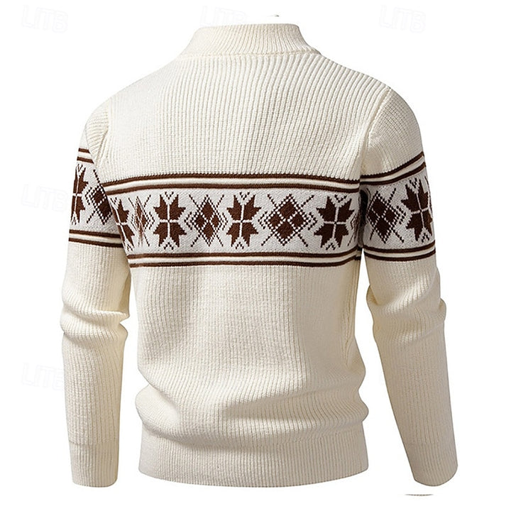 Nathaniel | Patterned Stand-Collar Zip Cardigan