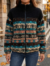 Waverly | Patterned Plush Zip Jacket