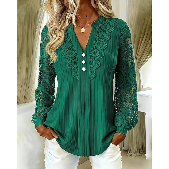 Cassandra | Lace-Detail Long Sleeve Blouse