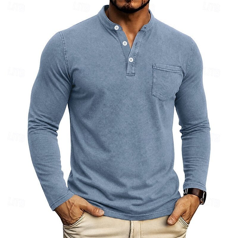 Elliot | Garment-Dyed Long Sleeve Henley Shirt