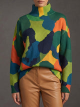 Edith | Abstract Colour-Block Turtleneck