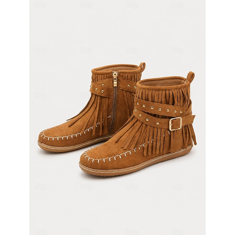Frida | Fringed Western Ankle Boots