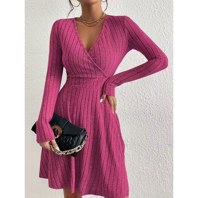 Hannah | Ribbed Wrap-Front Dress