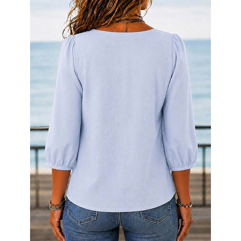 Lillian | Square-Neck Lace-Trim Blouse