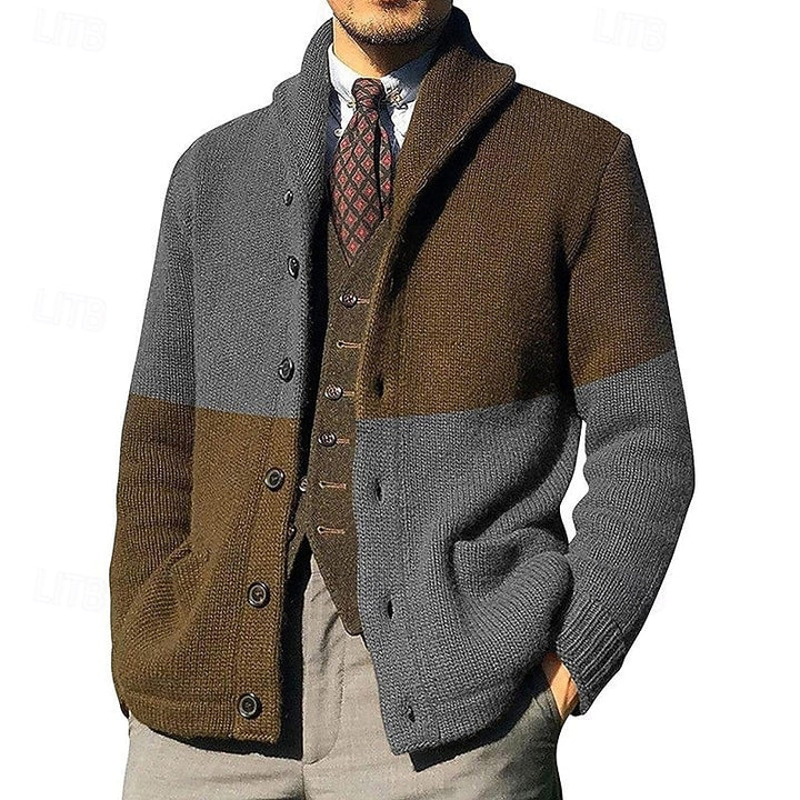 Weston | Shawl Collar Colour Block Cardigan