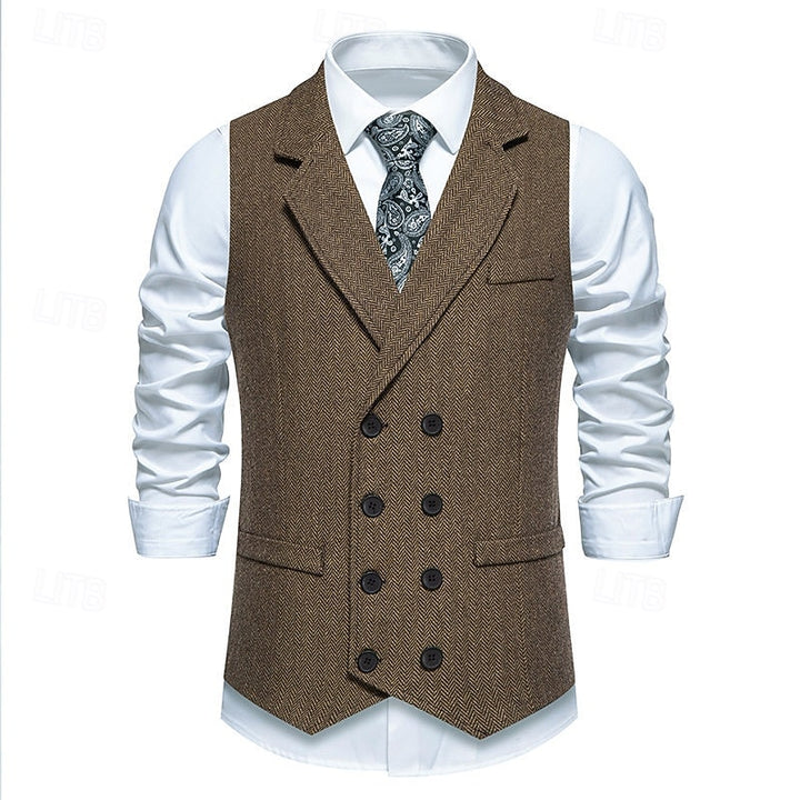 Merrick | Double-Breasted Herringbone Waistcoat