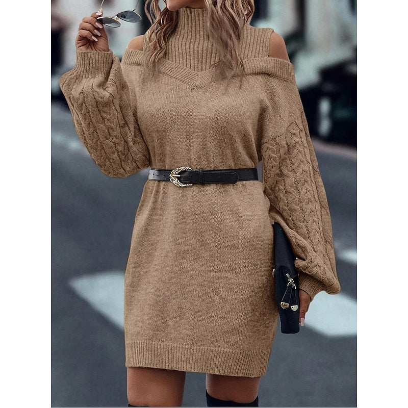 Meredith | Cold-Shoulder Turtleneck Dress