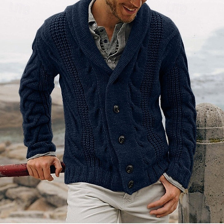 Graham | Cable-Knit Shawl Collar Cardigan