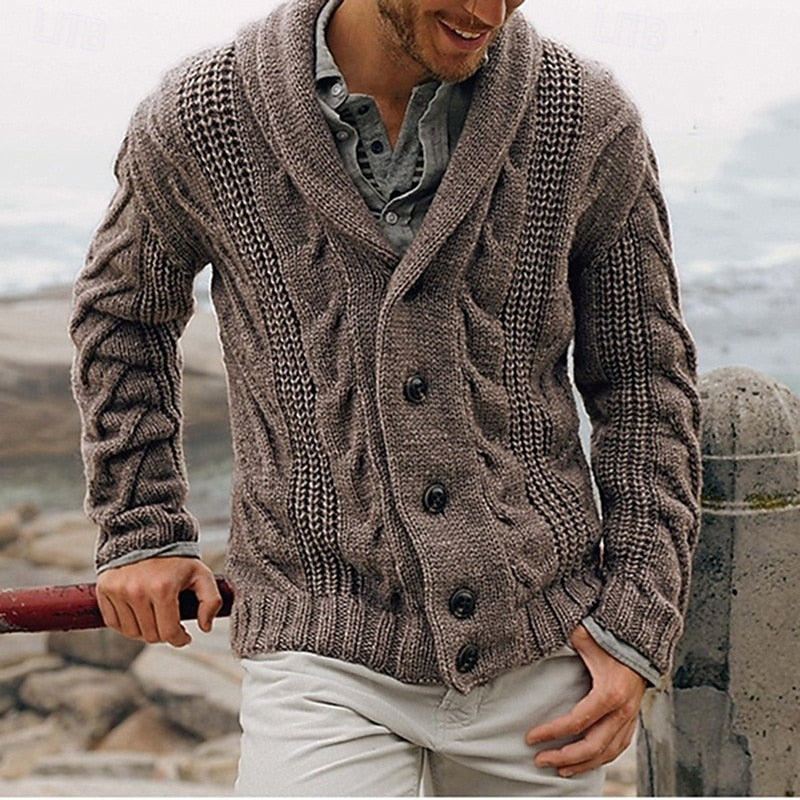 Graham | Cable-Knit Shawl Collar Cardigan