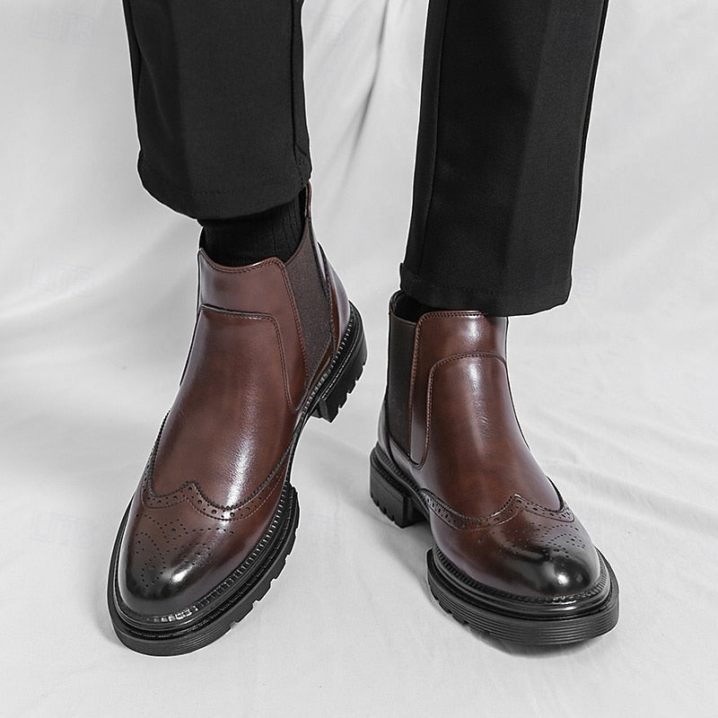 Laurence | Refined Brogue Chelsea Boots