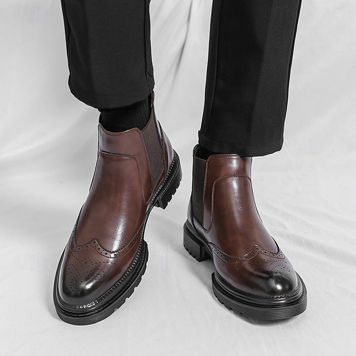 Laurence | Refined Brogue Chelsea Boots
