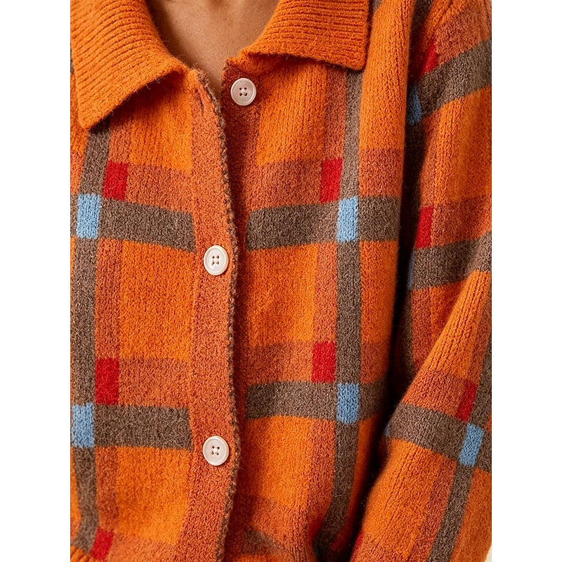 Callista | Checked Collared Cardigan
