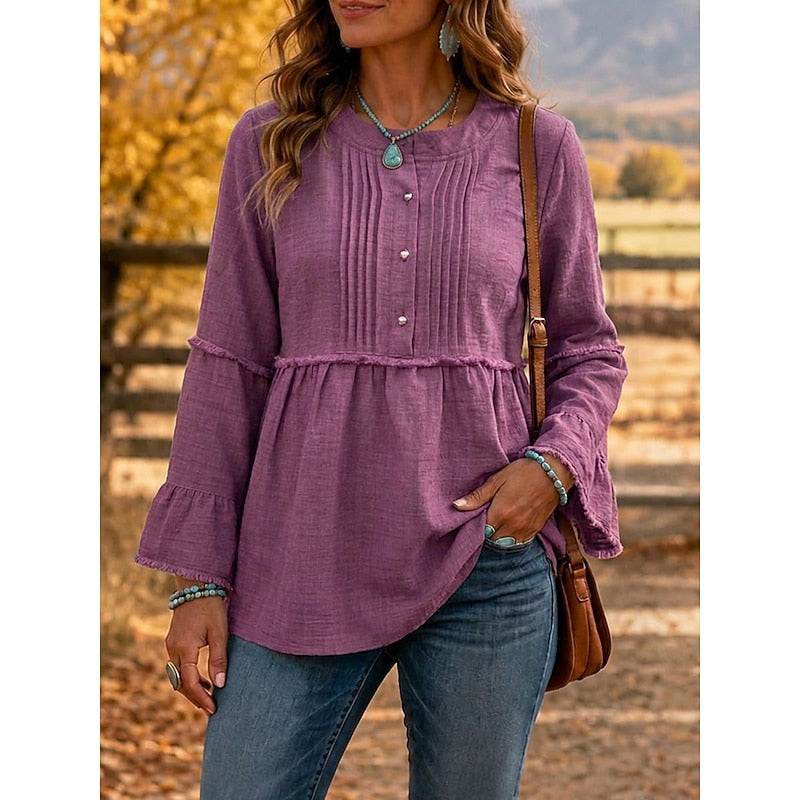 Delaney | Pleated Peplum Blouse
