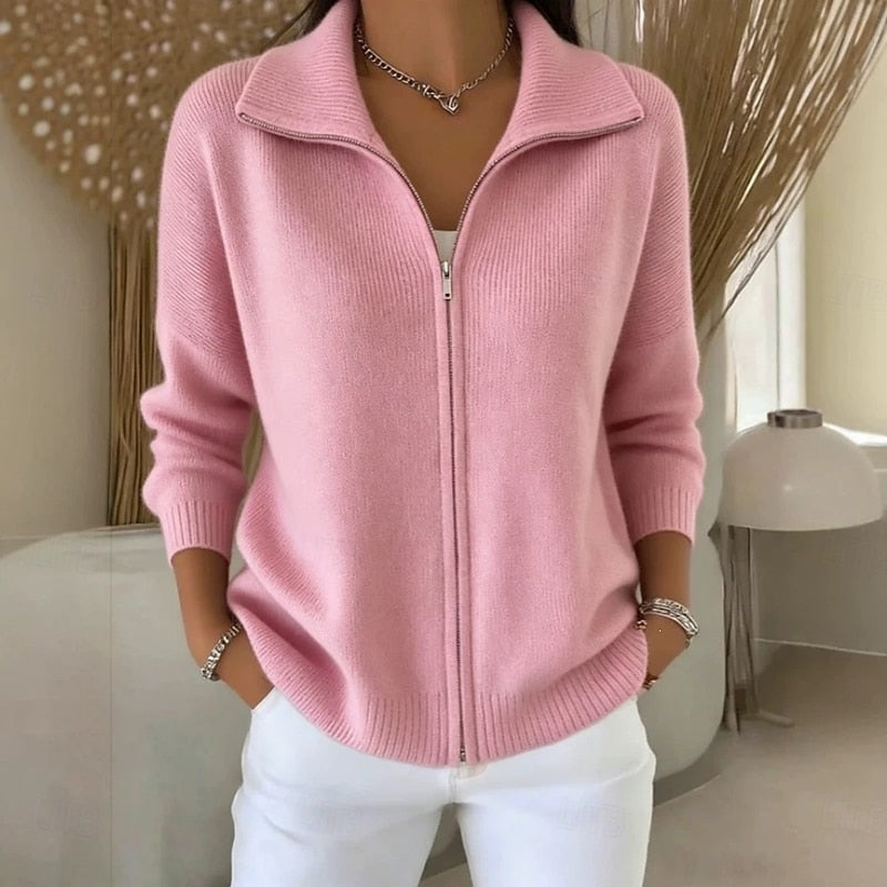 Joanna | Zip-Front Collared Cardigan